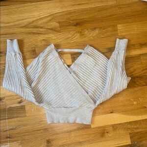 Gray Ribbed Knit Sweater